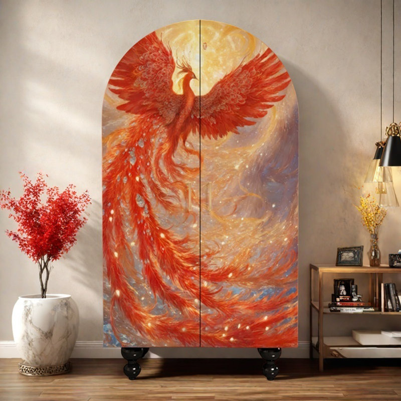Armoire arquée avec tablettes et portes