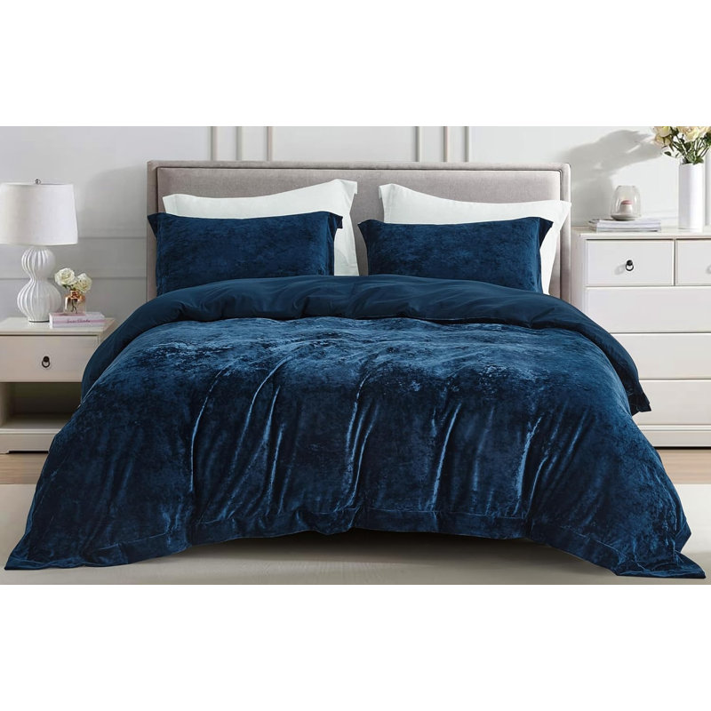 Piers Distressed Velvet Duvet Cover Set, null, null