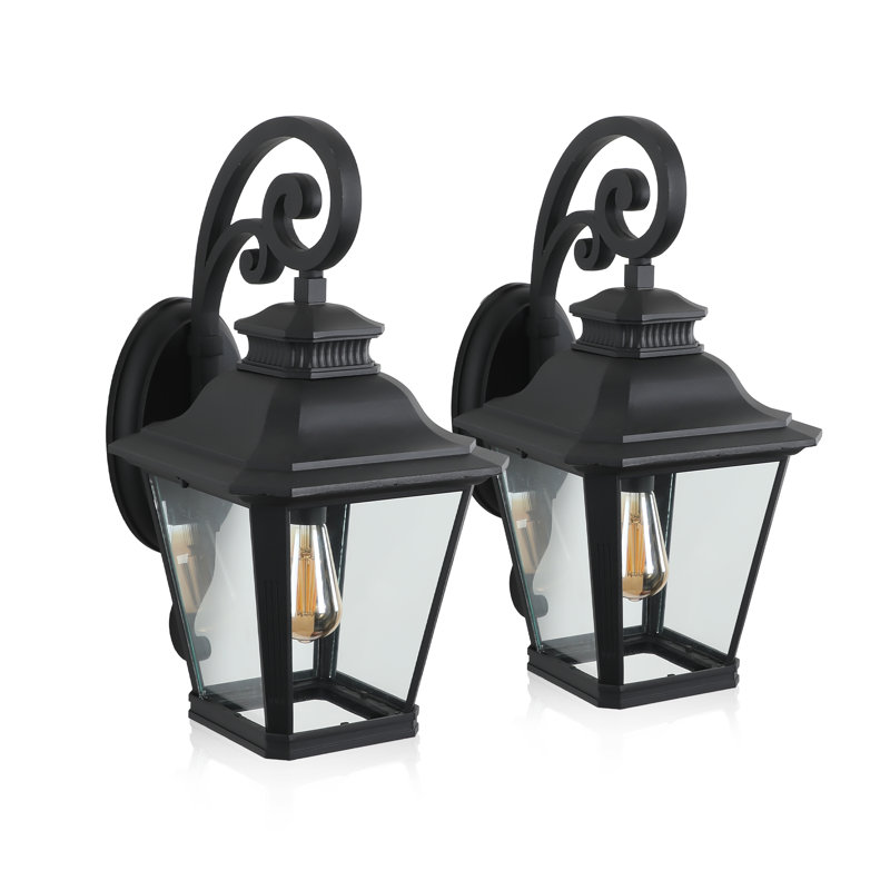 14-Inch Vintage Black Waterproof Outdoor Wall Lamp 2-Pack (Bulbs Not Included)