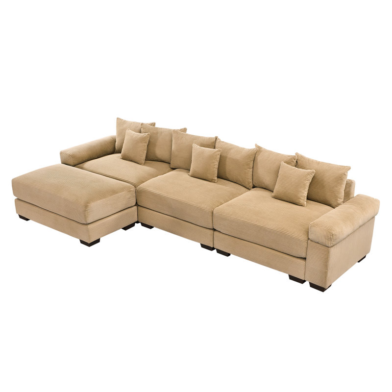 Canapé modulaire en forme de L Camel Corduroy