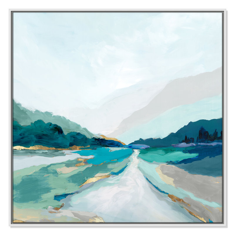 «Hope Creek - Blue Square Version Print» par Isabelle Z, H 37,5 po x l 37,5 po, Blanc