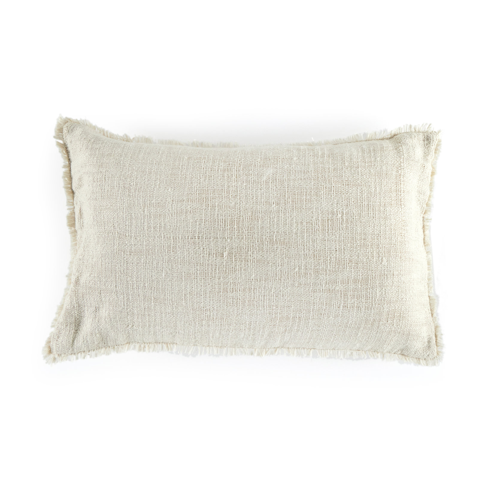 Tarbett Fringed Indoor/Outdoor Throw Pillow, Rectangular, Natural Cream