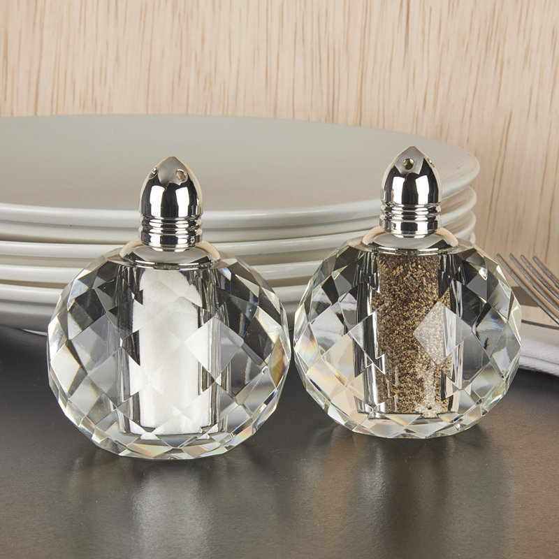 Ensemble mélangeur de sel et poivre en cristal zendra badash, Platine