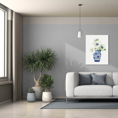 «Floral Chinoiserie 2 Cobalt» par Danhui Nai, art mural sur toile