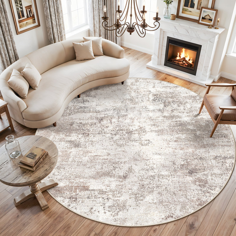 Washable Abstract Area Rug - Rugs for Living Room Large Non Slip Indoor Entryway Rubber Backing Carpet Bedroom Kitchen Distressed Stain Resistant Floor Decor Mat Machine Washable Brown