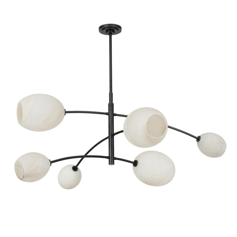Artemis Oil Rubbed Bronze 6-Light Chandelier with Alabaster Glass Shades