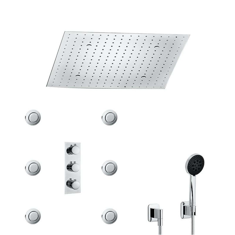 Ensemble de grande pomme de douche à jet de pluie avec douchettes pour le corps et douche à main FontanaShowers Sofia