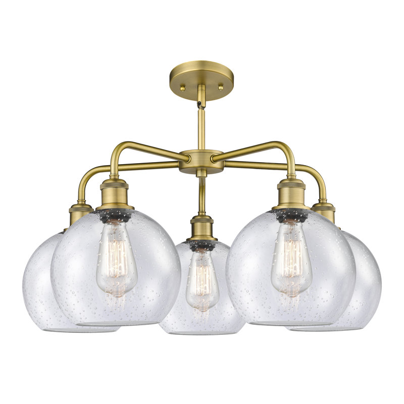 Lustre sphérique à 5 lumières en acier à intensité variable Ellington, H 16 po x l 26 po x P 26 po, Laiton brossé