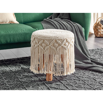 Chelzie 40cm Wide Round Solid Colour Footstool Ottoman