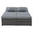 TOPMAX Outdoor Double Sunbed, Wicker Rattan Patio Reclining Chairs With Adjustable Backrest And Seat, Conversational Set For 2 Person, Gray