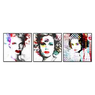 Femme 2 - 3 Piece Single Picture Frame Painting on Plastic / Acrylic