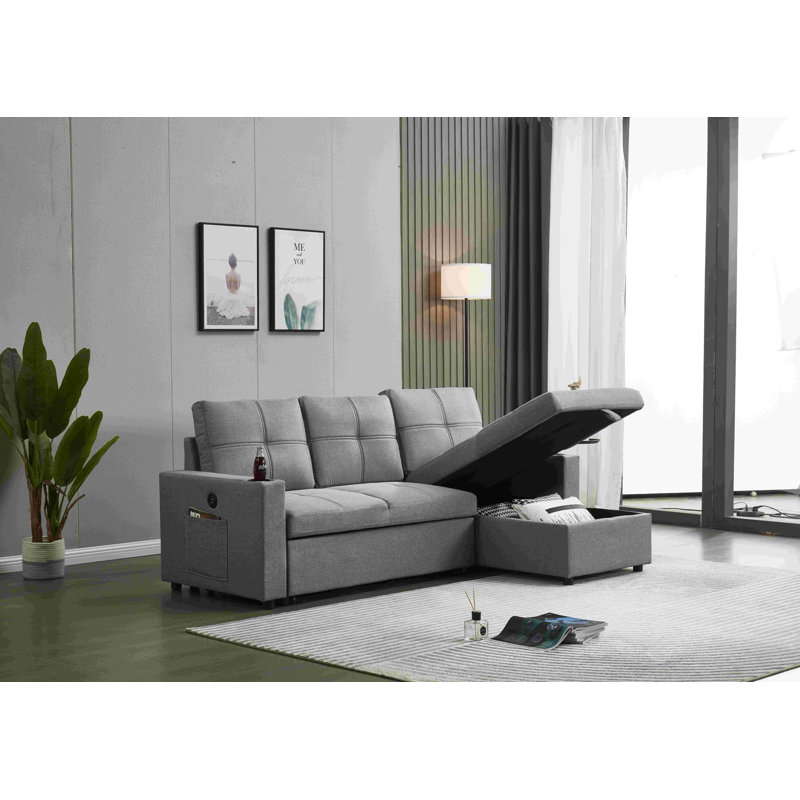 Canapé modulaire 2 pièces Malachi, 100 % lin gris foncé
