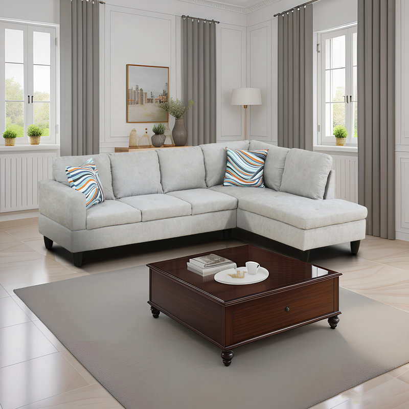 Mauriac Upholstered Sofa, Light Gray Velvet