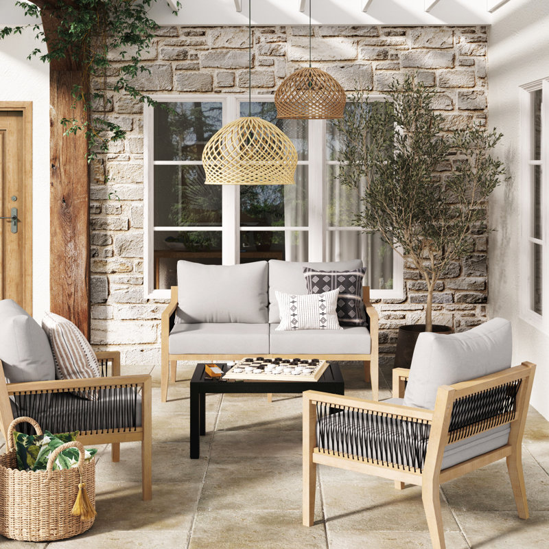 Rooney Outdoor Lounge Chair, Light Gray, Natural