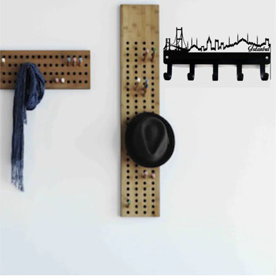 Metal Wall Organizer with Key Hooks