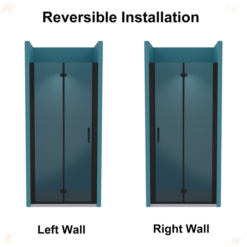 34 To 35-3/8 In. W X 72 In. H Bi-Fold Semi-Frameless Shower Doors In Matte Black With Clear Glass