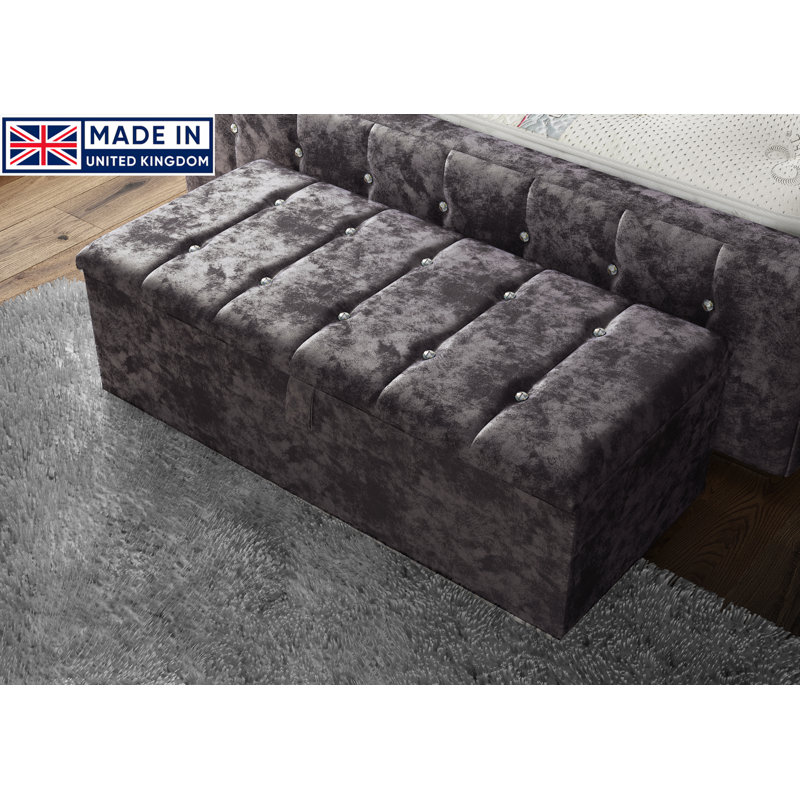 Akyiah 102cm Wide Tufted Rectangle Striped Standard Ottoman with Storage, Amethyst