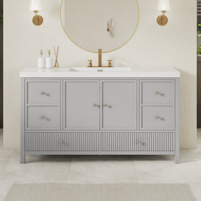 Ensemble de meuble-lavabo autoportant 60 po avec plateau en résine 60 po