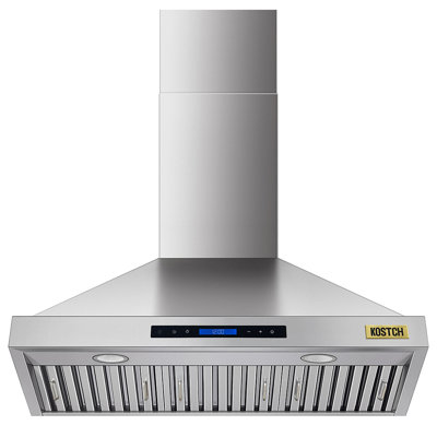 KOSTCH 36 inch Ducted Wall Mount Range Hood in Stainless Steel, 600 CFM Suction Power with Touchscreen Control, Removable Filters & LED Lights