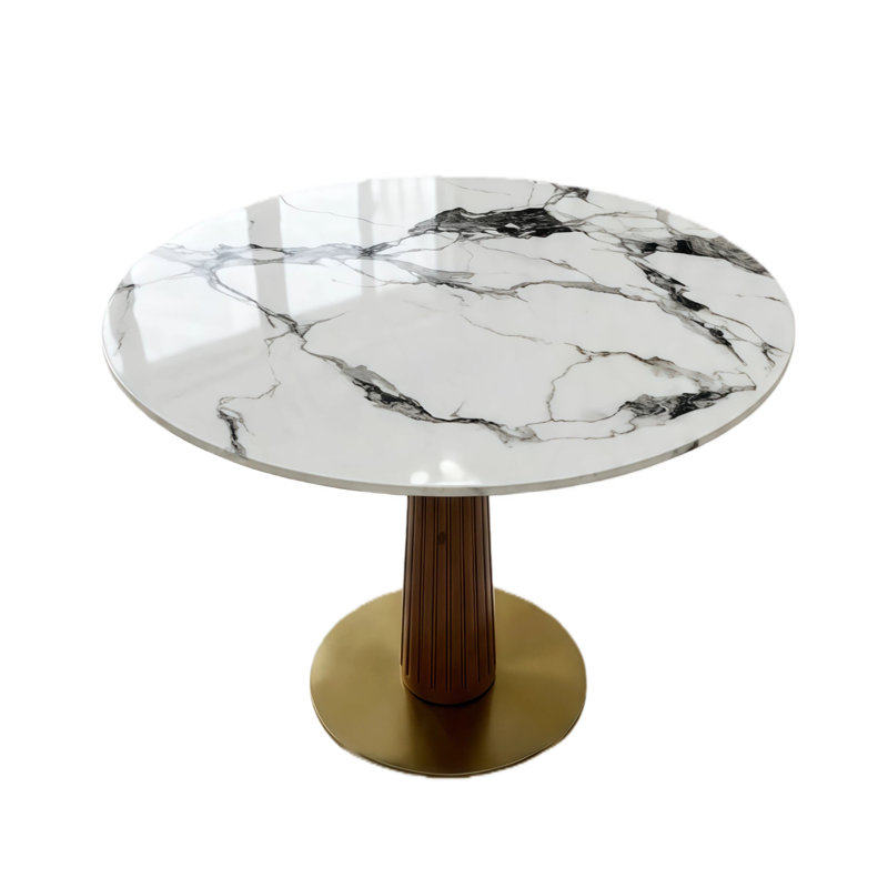 Table de salle à manger 33,5 po, Blanc / noir satiné