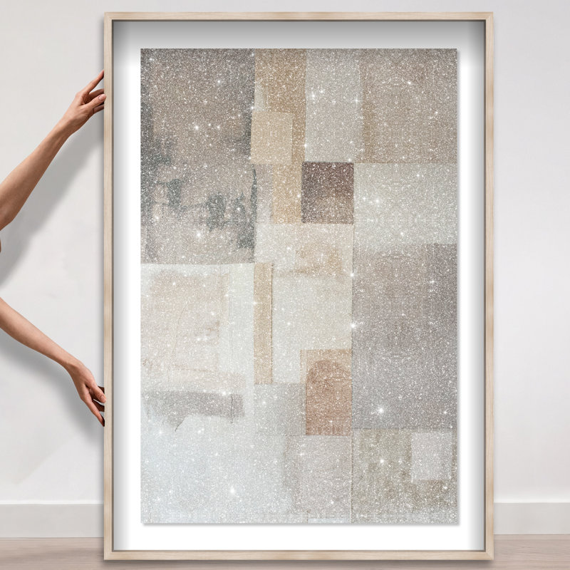 Dustveil (I) Shadowbox Abstract Print by Oliver Gal, Black Frame, 10 x 15, 55.5"H x 37.5"W, Natural Oak Frame