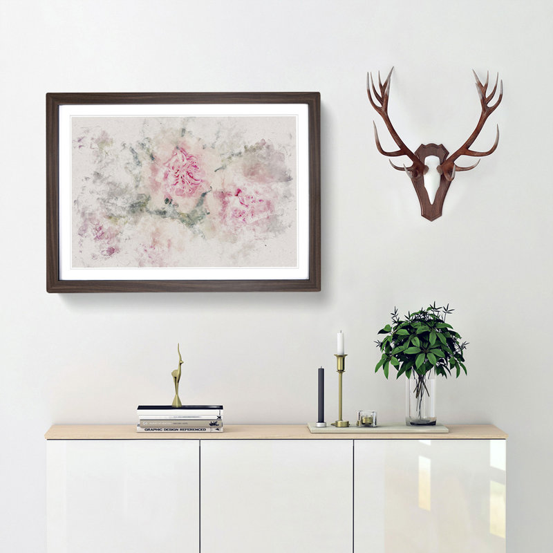 Pale Pink Carnation Flowers - Framed Print, Walnut Framed, 62cm H x 87cm W x 2cm D