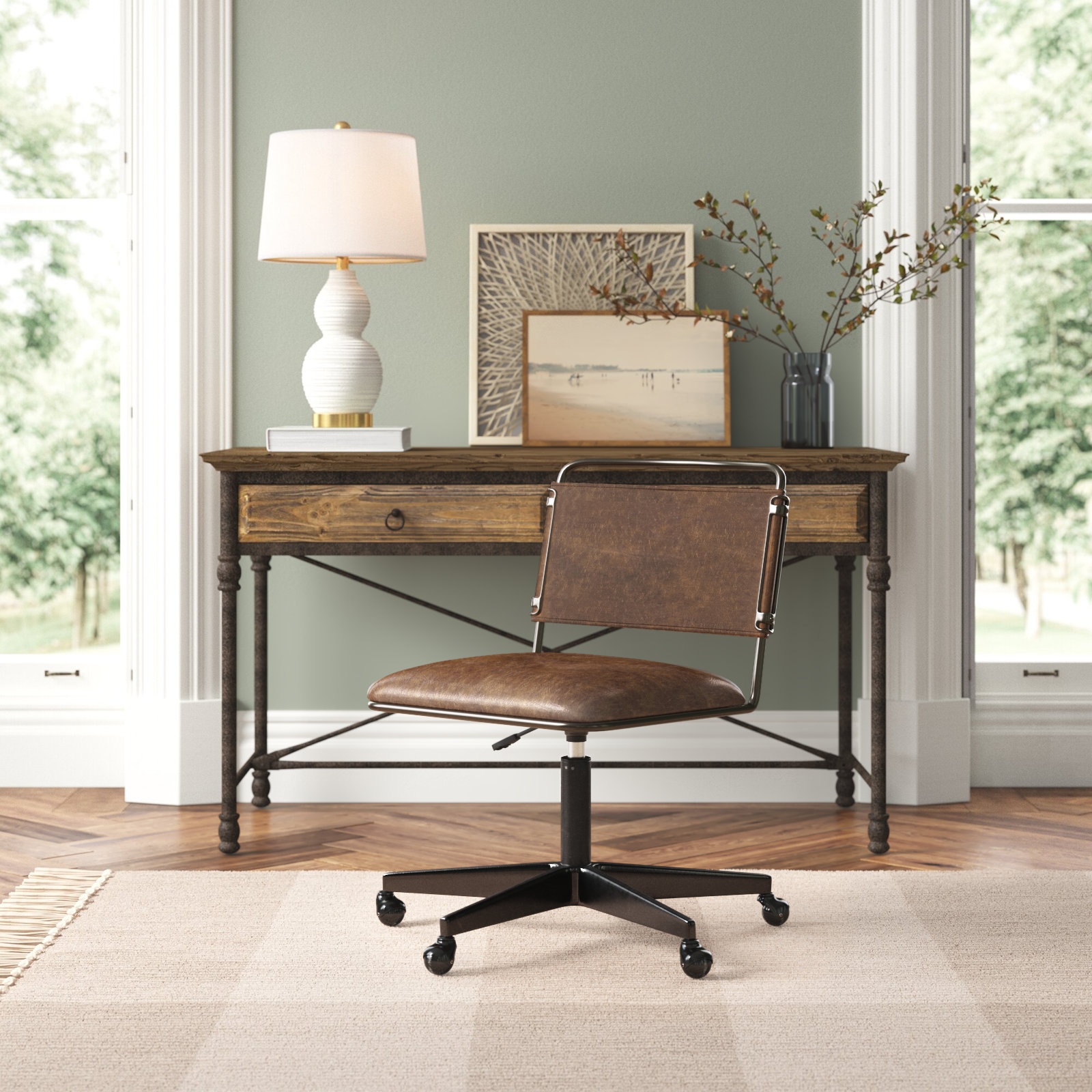 Draper Adjustable Office Chair, Brown