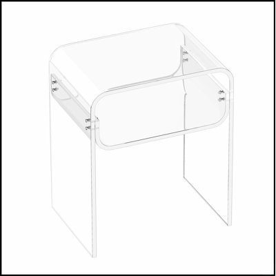 Table de chevet moderne à 2 niveaux en acrylique transparent avec rangement, durable et élégante pour la chambre à coucher et le salon