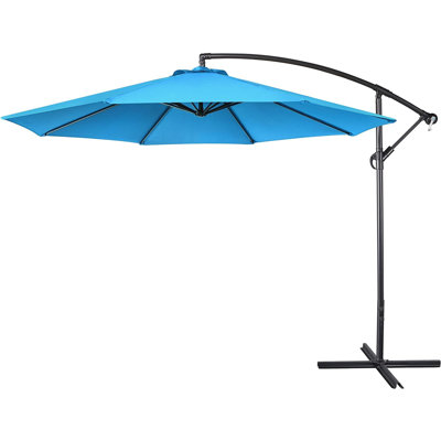 10ft Patio Cantilever Hanging Umbrella with Handy Crank and Cross Base