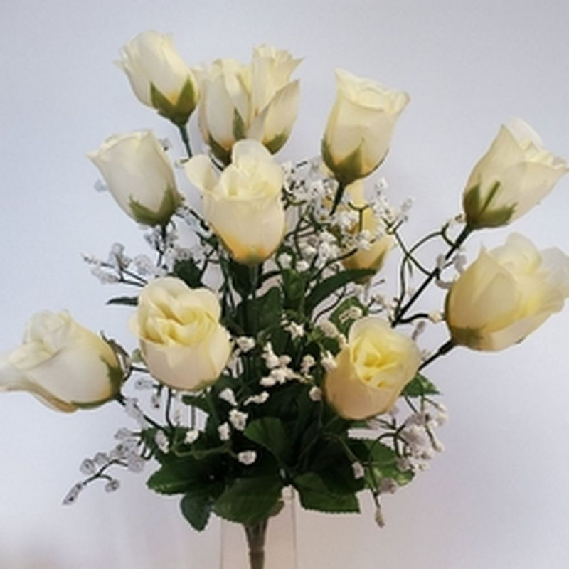 Roses et tiges, Crème / jaune