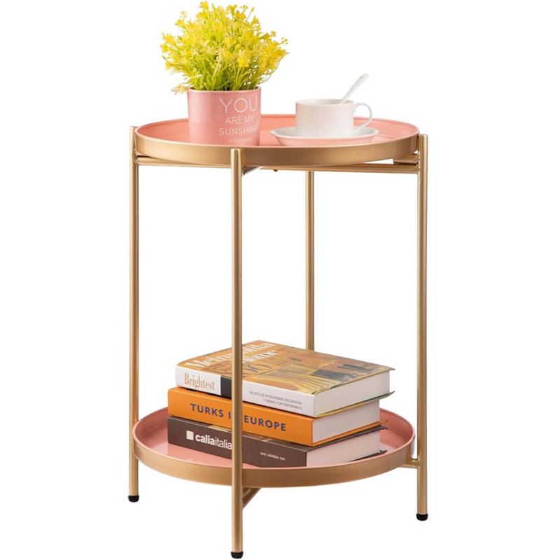 End Table, Pink, Gold