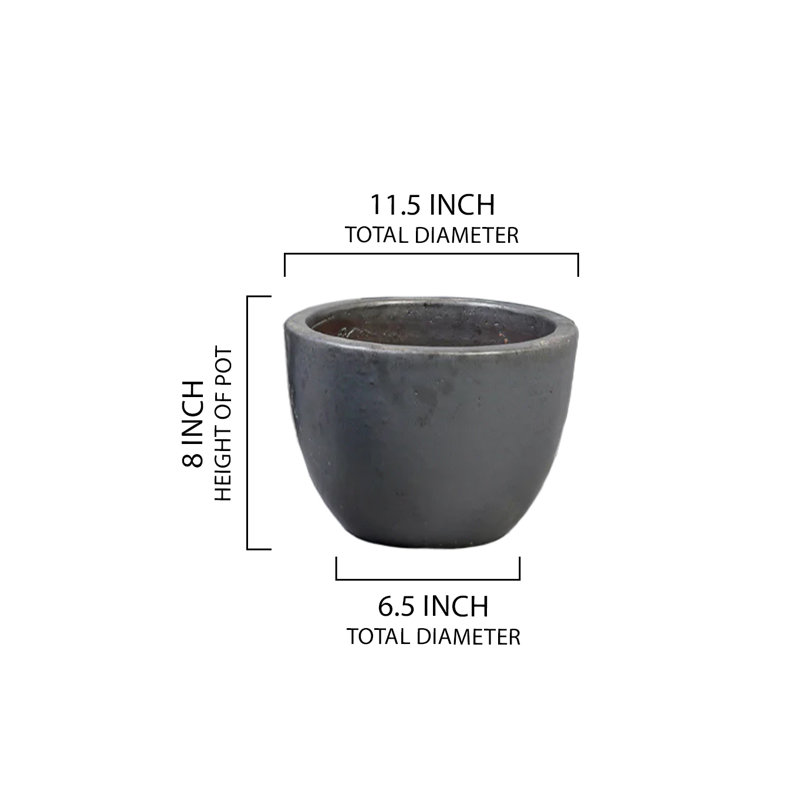 Pot à fleurs noir mat Novaterra, H 8 po x l 11,5 po x P 11,5 po