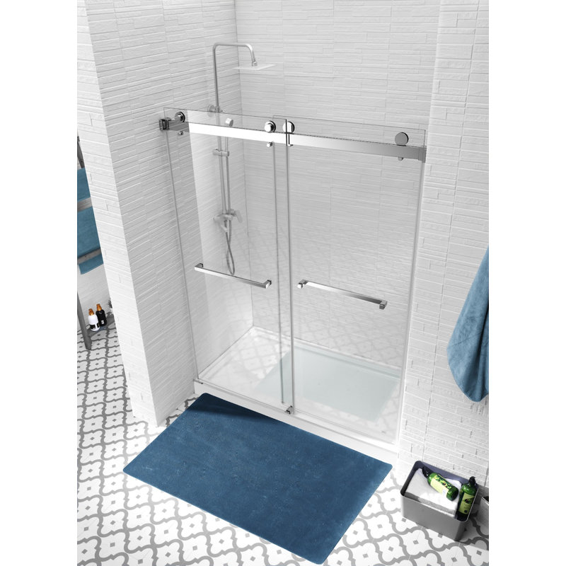 66"-72" W x 76" H Frameless Bypass Sliding Shower Door, Nickel