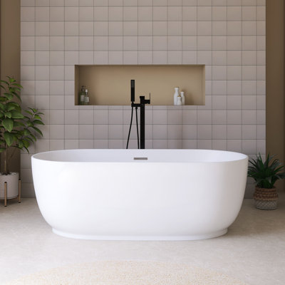 67'' Acrylic Freestanding Soaking Bathtub In Glossy White