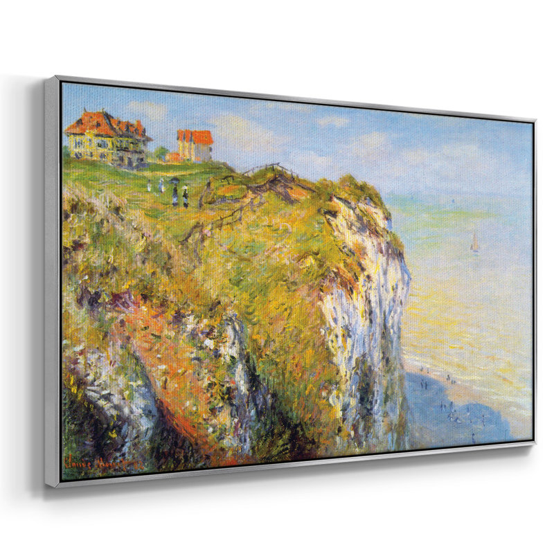 " Cliffs By Monet ", 37" H x 25" W x 2" D, Silver Framed Floater Framed Canvas