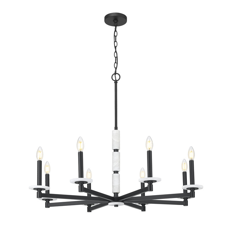 Lustre moderne Kaden, Noir mat, H 29,25 po x l 36,5 po x P 36,5 po, 8 lumières