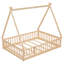 Lit double avec structure et garde-corps en bois naturel pour les nuits calmes-309115218-309115228