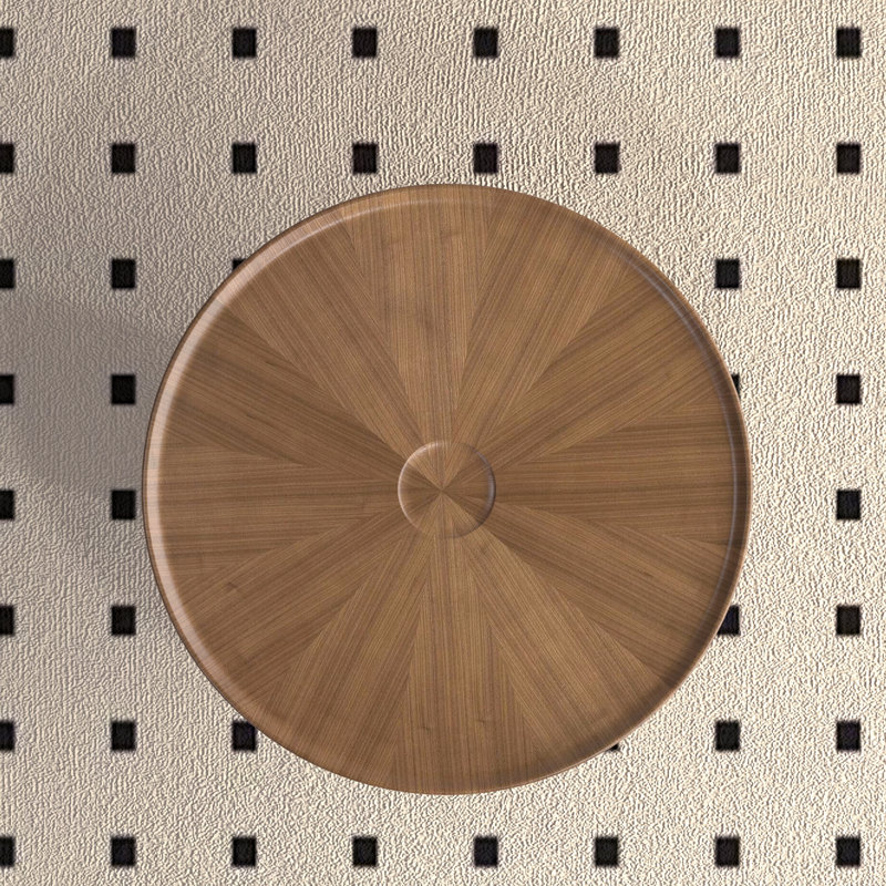Kemare Carbin No-Assembly Requied 39.37'' Handmade Walnut Round Solid Wood Coffee Table With Spherical Base, Carbon Steel Frame
