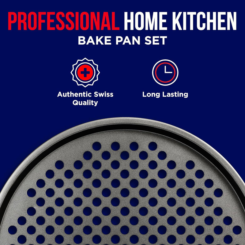Bakken 13-Inch Non-Stick Perforated Carbon Steel Pizza Pans - Set of 2