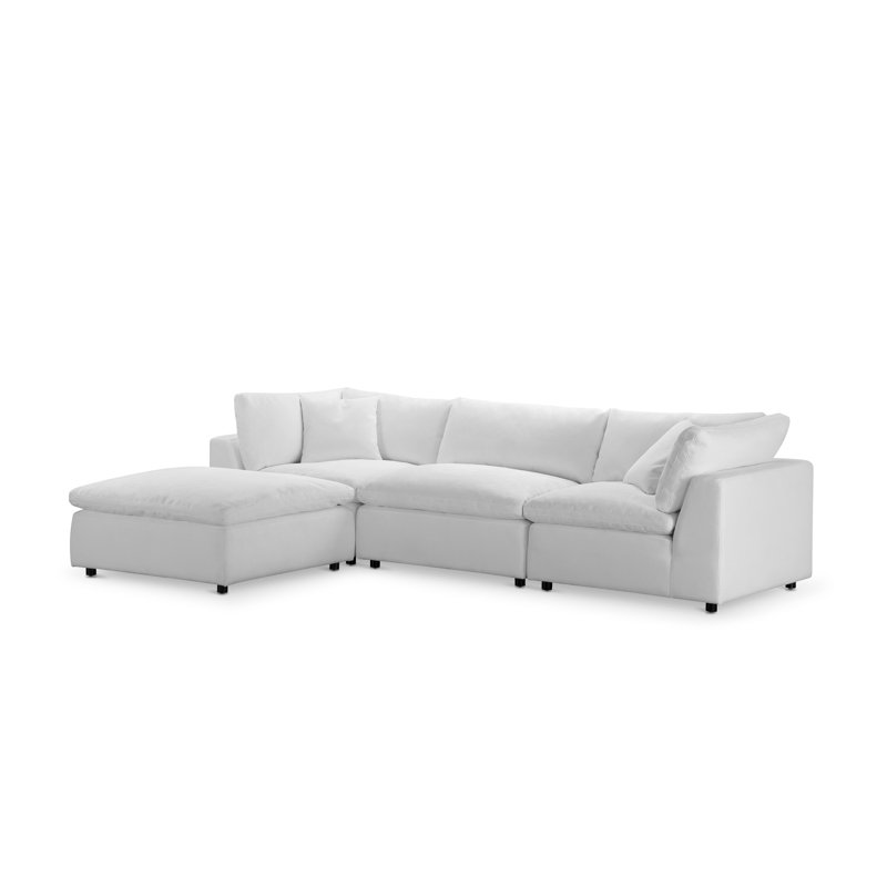 Canapé modulaire en tissu 4 pièces Luxe, Blanc