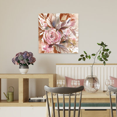Contemporary Art Abstract Contemporary Rose Flower Landscape Art by Kristy Rice - Wrapped Canvas Print