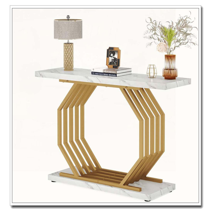 Console moderne avec base géométrique en métal