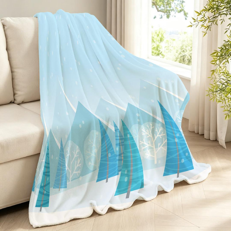 Jeté en flanelle verte molletonnée, imprimé de Noël, Jeté 40 po x 50 po