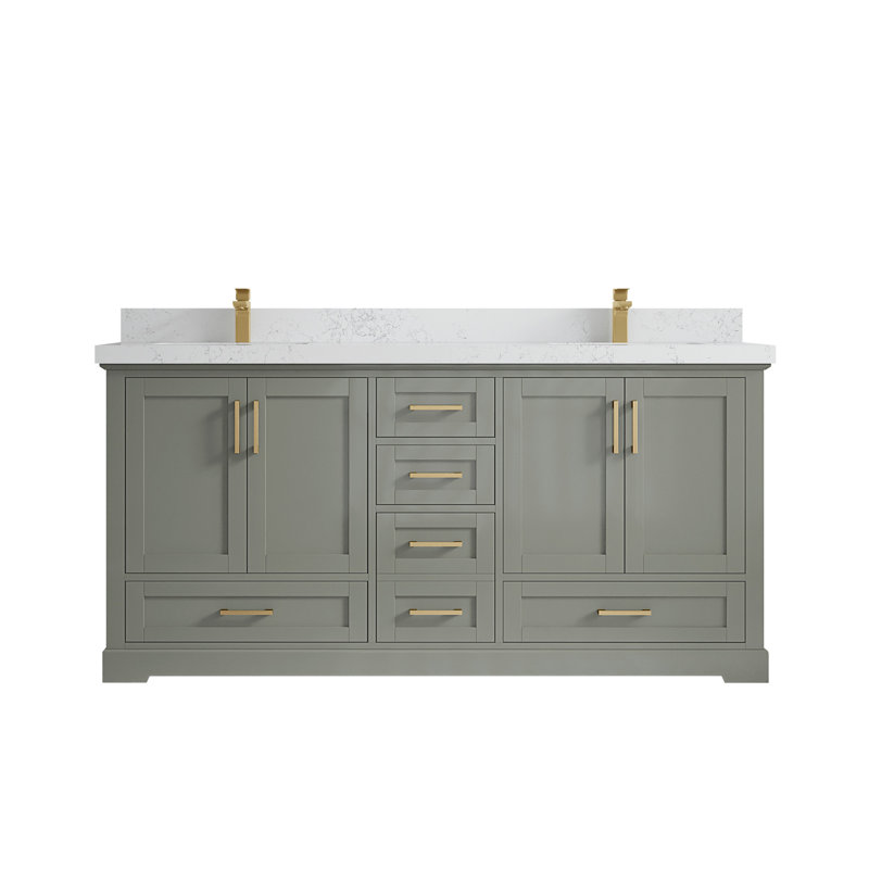 Esin 72'' Double Bathroom Vanity with Quartz Top, Empira