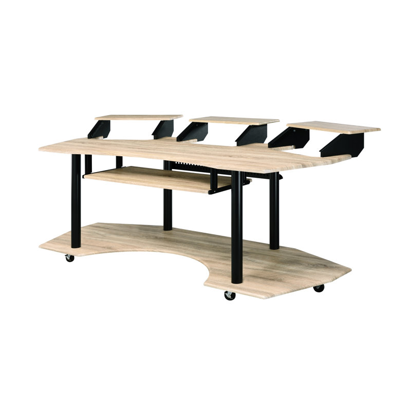 83 po. Chêne naturel - table d'ordinateur à installation musicale moderne pour le travail de production
