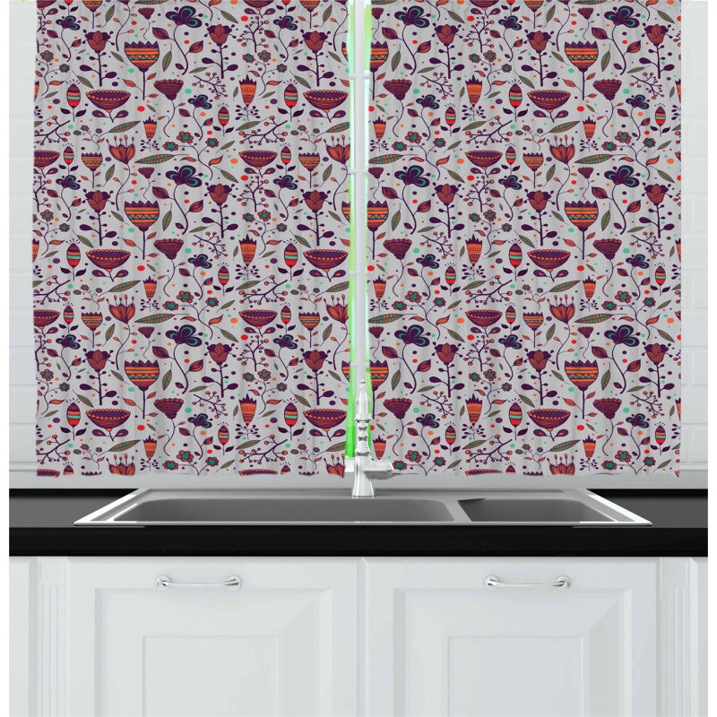 Floral Tailored Kitchen Curtain