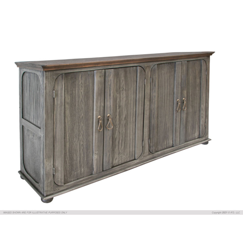 Console en bois massif Cresthire 71 po, Vert