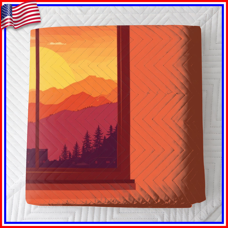 Sunset Window View Quilted Bedspread All Sizes, Queen