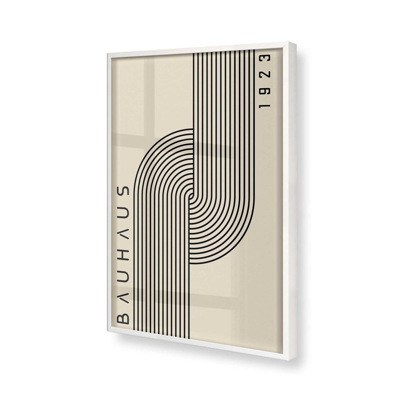 Impression de lignes géométriques Bauhaus 1923, H 15 po x l 12 po, Reproduction encadrée sans passe-partout, Blanc