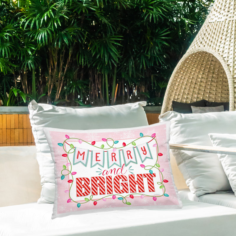 Coussin d'extérieur imprimé Merry & Bright par Nicole Tamarin